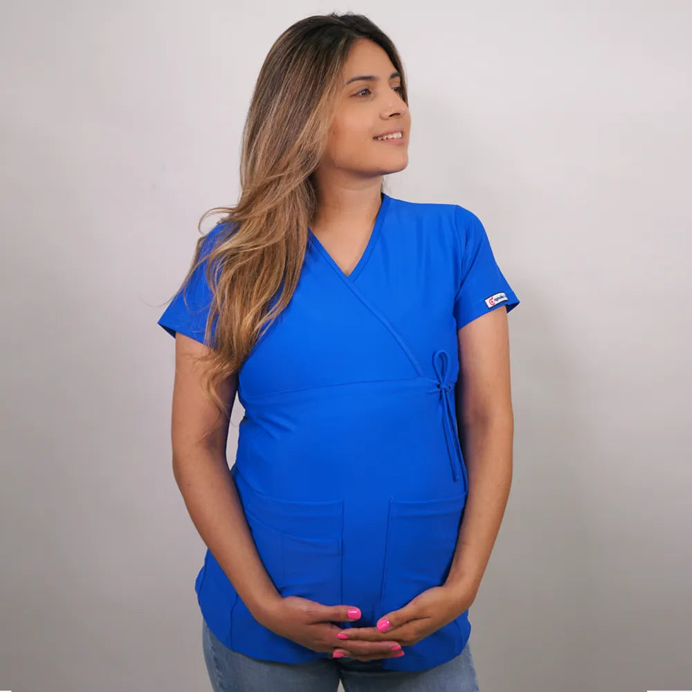 Delantal clínico elasticado Maternal. Azul Rey - Art. MAT-2