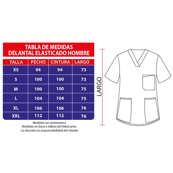 Delantal elasticado hombre tela estampada. Combina con Negro. Art. 657