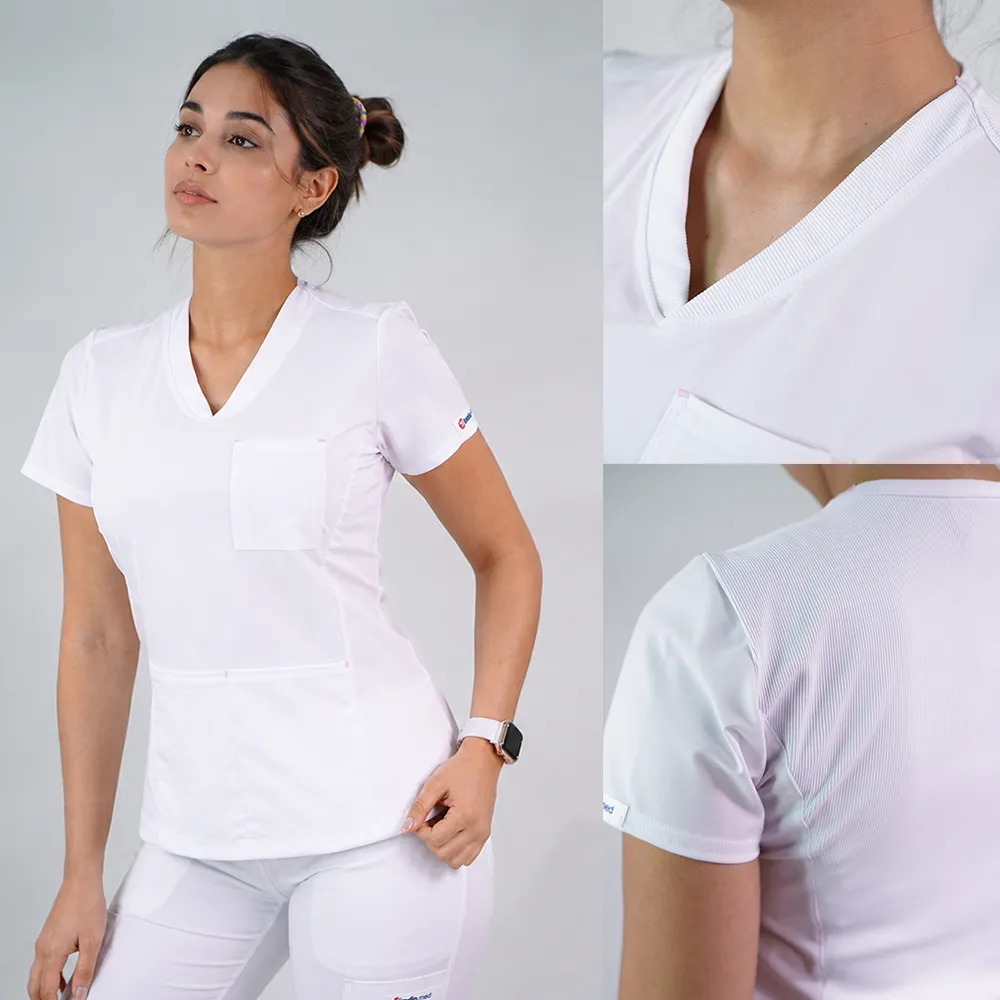 Delantal Mujer anti fluidos Violeta. Blanco - Art. VIOLETA-7