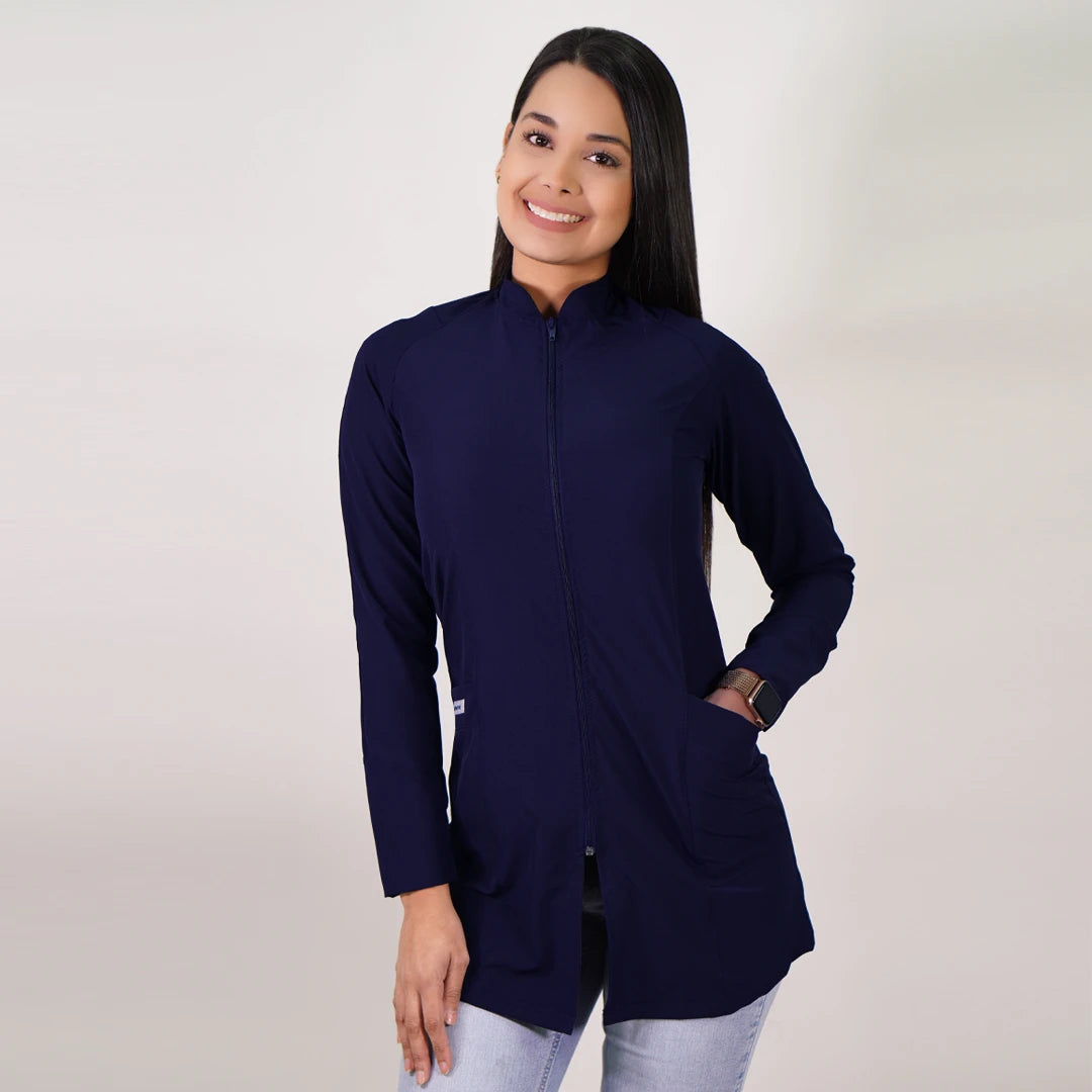 Bata Mujer tela Anti fluidos. Azul Marino- BC-1