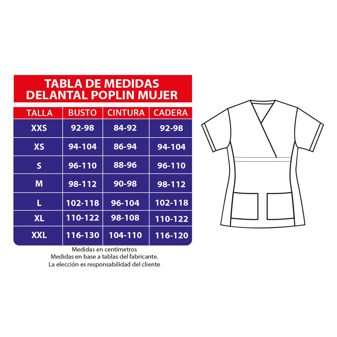 Delantal Mujer tela poplin. Azul Rey - Art. 791