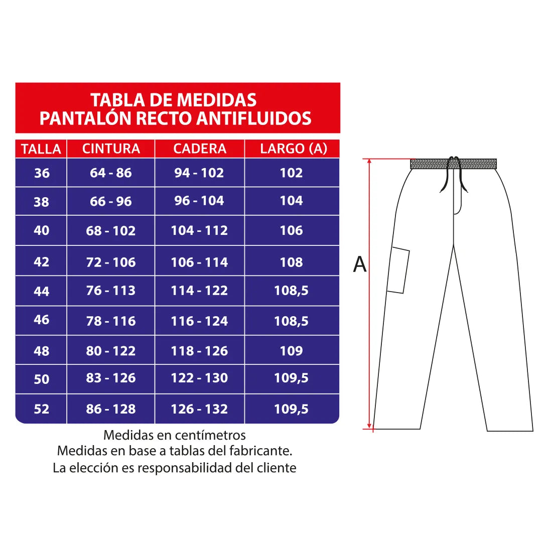 Pantalón clínico Recto Anti fluidos.   Art. 799-5 - Rojo