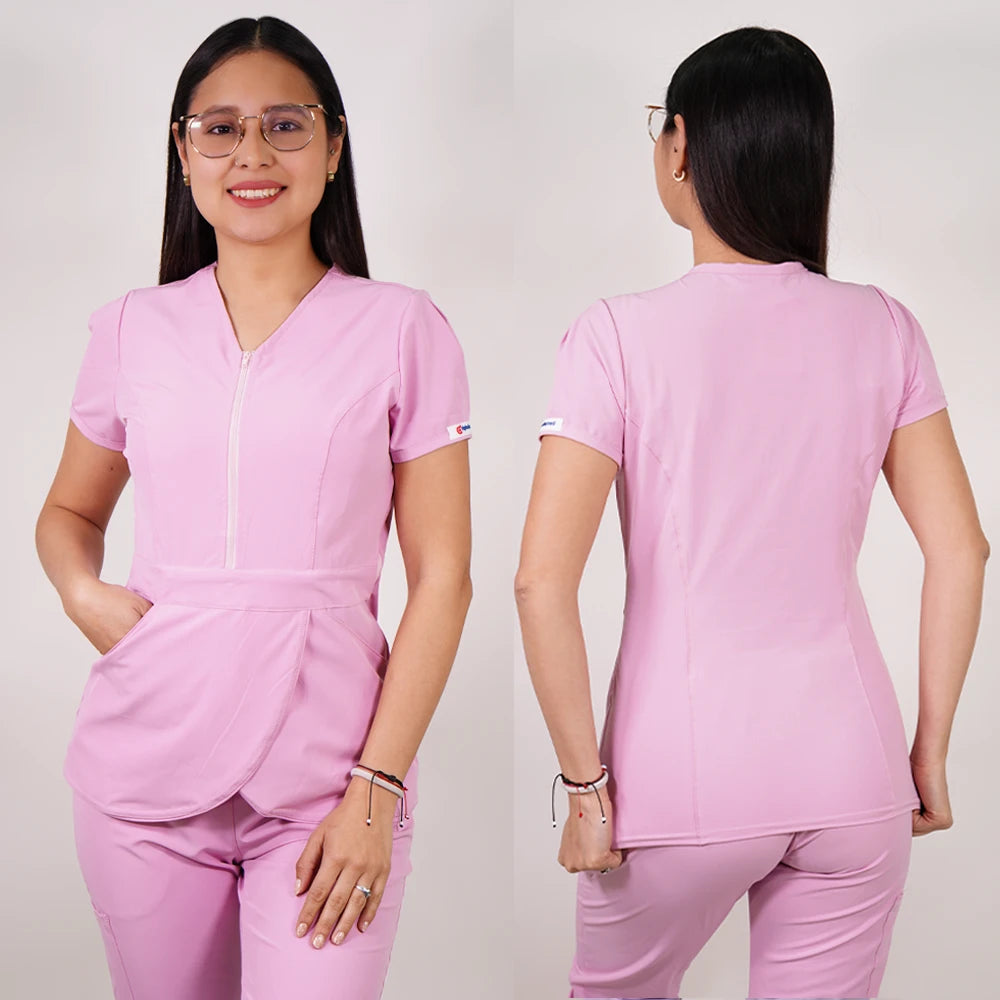 Delantal Anti Fluidos Mujer con cierre Rosado pastel TULIPAN-19