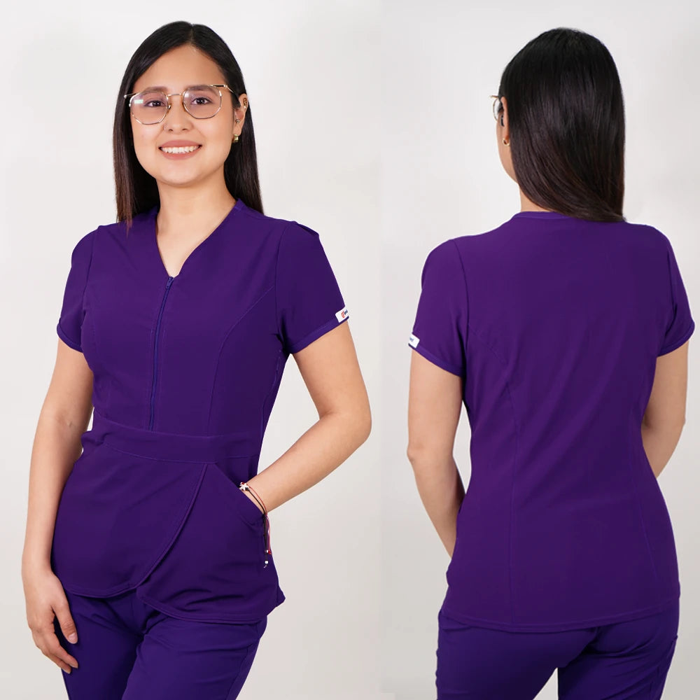 Delantal Anti Fluidos Mujer con cierre Morado TULIPAN-4-A
